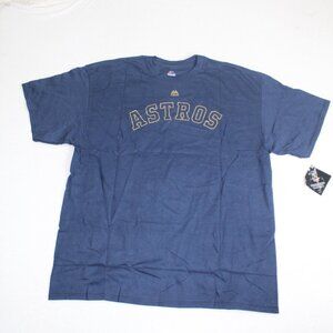 Majestic Houston Astros Men Blue Tee Shirt Verlander 35 Short Sleeve MLB Size XL
